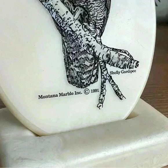 Montana Marble  Inc Wildlife Art Owl 🦉 Etched Plaque 1991 W/ Stand - Picture 2 of 7